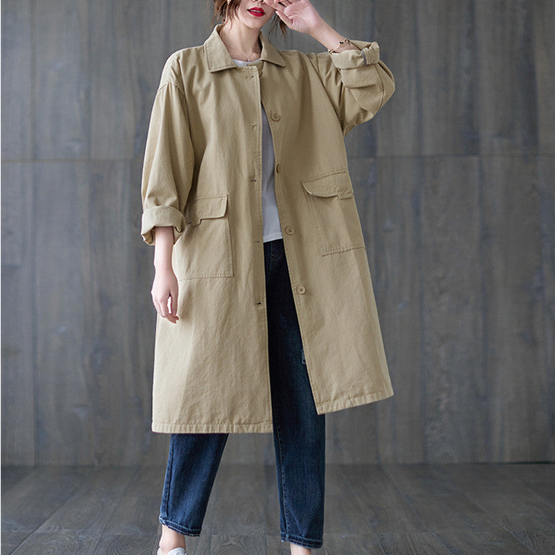 2023 Autumn Loose Single Breasted Trench Coat for Women