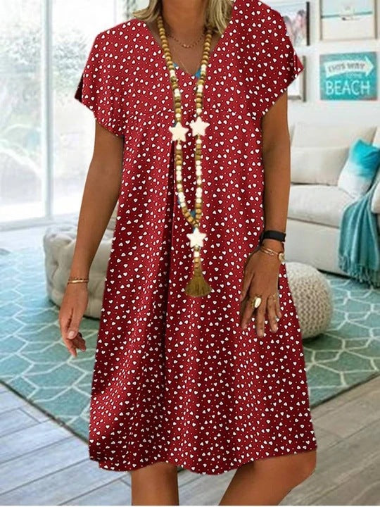 Summer Women's Casual V-Neck Polka Dot Dress 2023