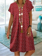 Summer Women's Casual V-Neck Polka Dot Dress 2023