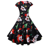 Fashionable Short Sleeve Christmas Dress with Print