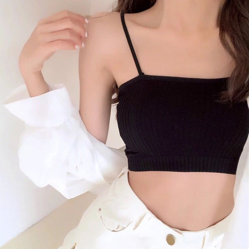 Trendy Women's Off-Shoulder Crop Top with Letter Straps
