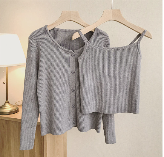 Slim Cardigan Set with Tank Top (One Set)