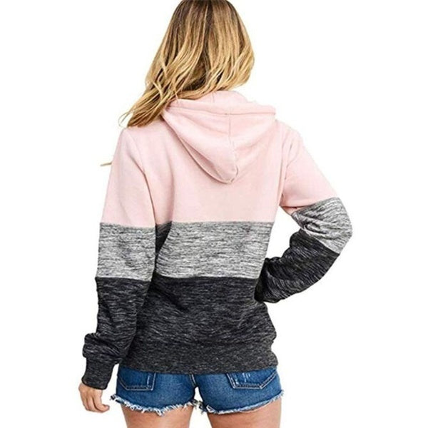 Color Block Long Sleeve Hooded Women's Sweatshirt | Streetwear