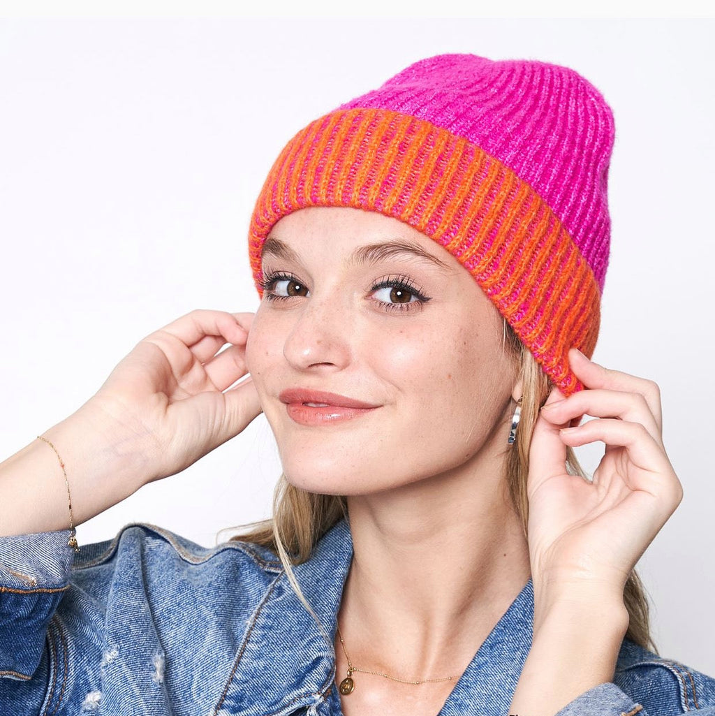 Two Tone Cuff Beanie | Embroidered Cap