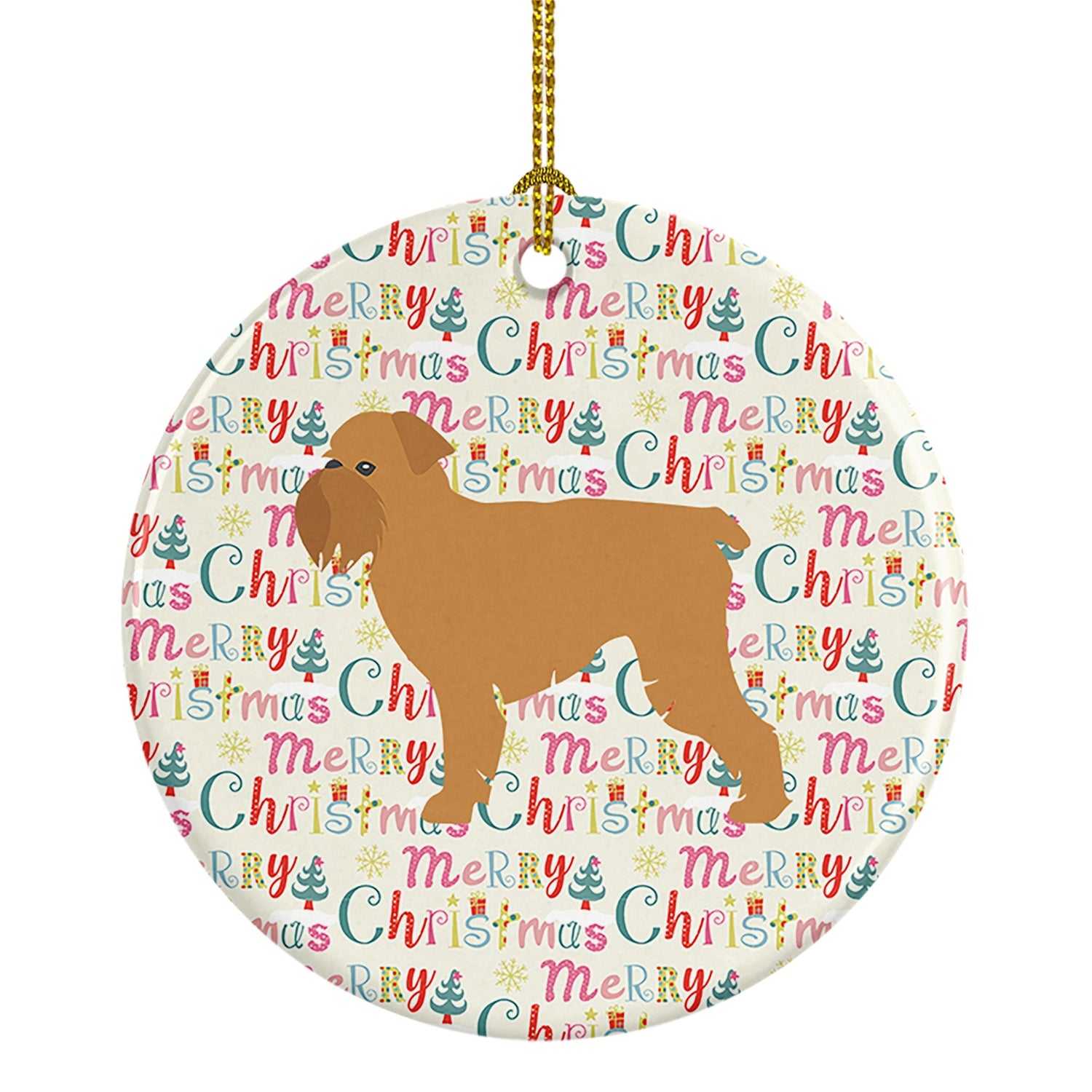 Brussels Griffon Merry Christmas Ceramic Ornament