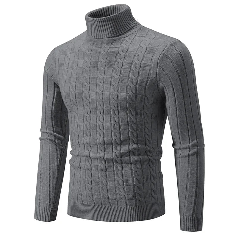 2023 Men's High Neck Twisted Flower Sweater Knitwear