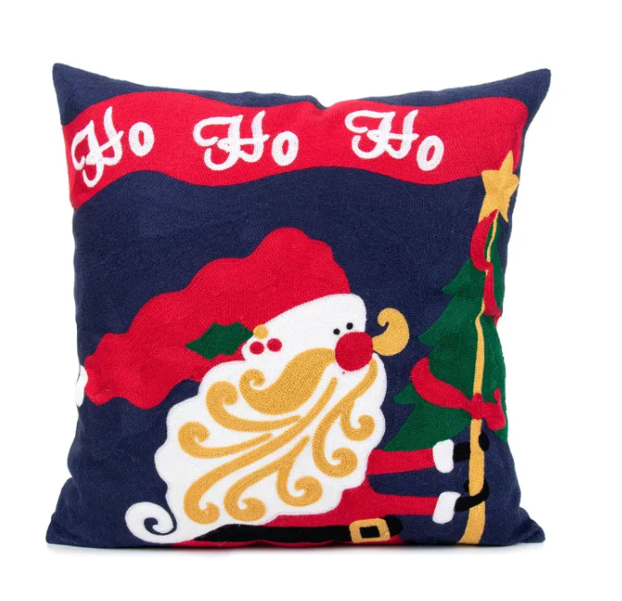 Embroidered Christmas Gnome Pillow Cover - Holiday Home Decor
