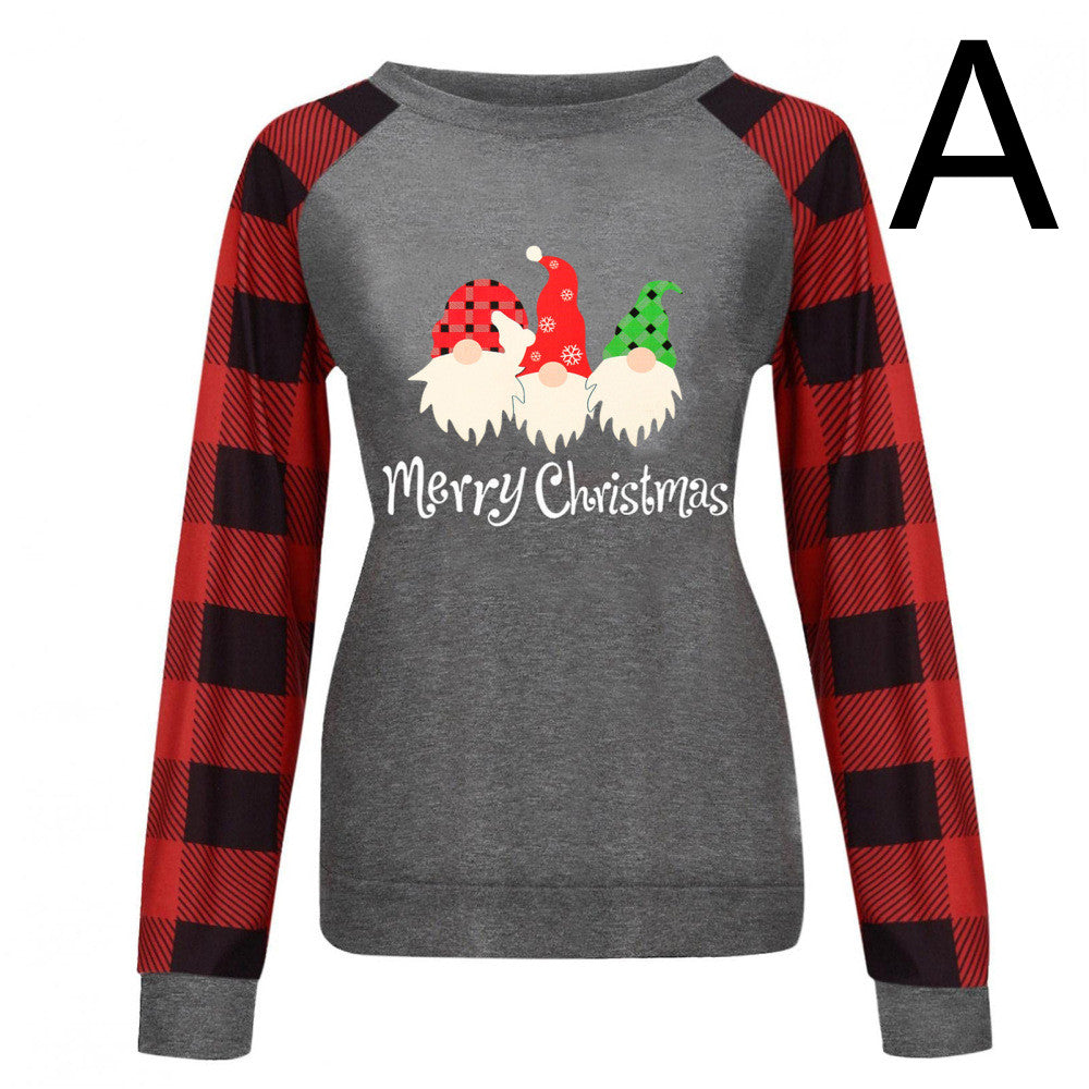 Color Block Plaid Christmas Print Sweater for Women
