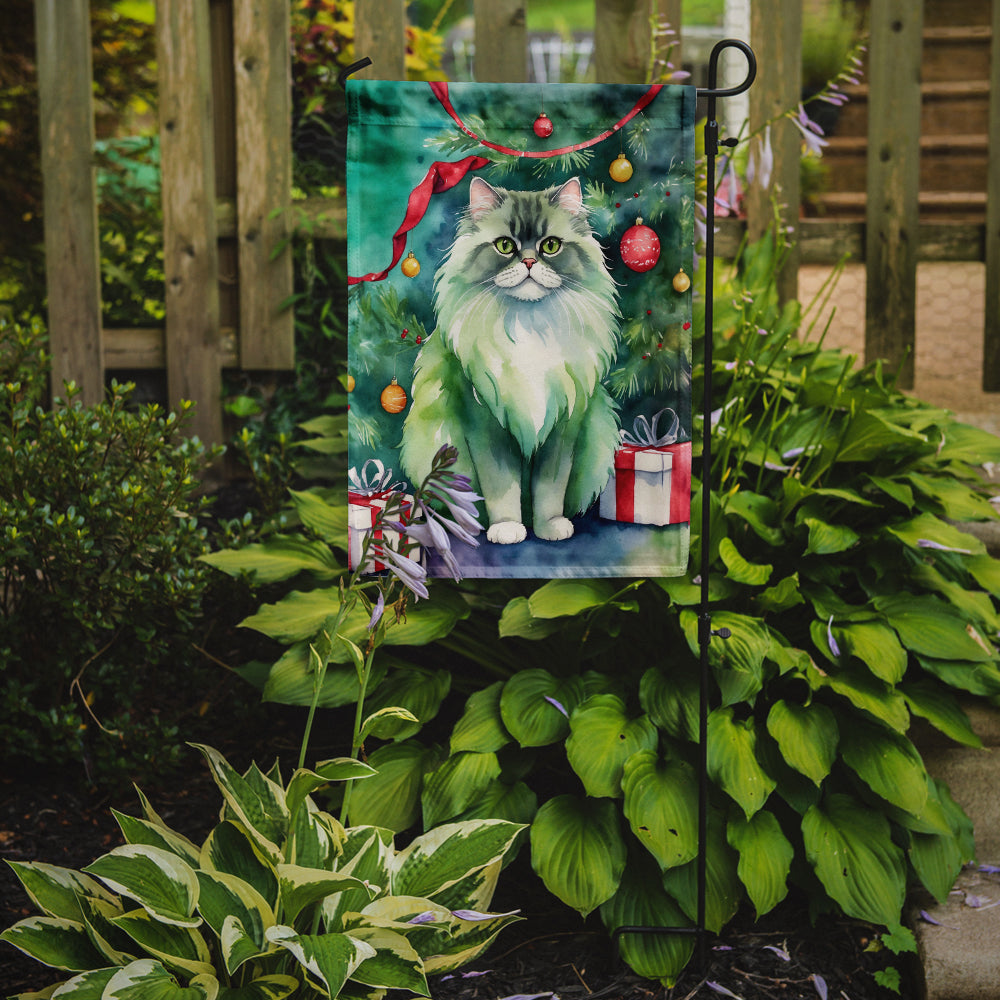 Persian Cat By the Christmas Tree Garden Flag
