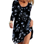 New Women's Long Sleeve Dress for Christmas Print
