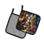 Bullmastiff and Santa Claus Pair of Pot Holders