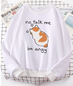 Chic Casual Cat Print Crew Neck Sweatshirt | Streetwear