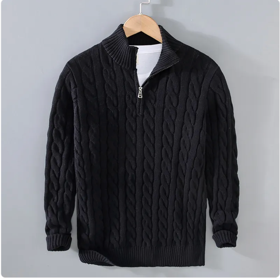 Men's Loose Zip Knit Sweater Pullover