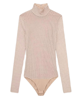 Shiny High Neck Mesh Bodysuit (One Piece) W-0166013
