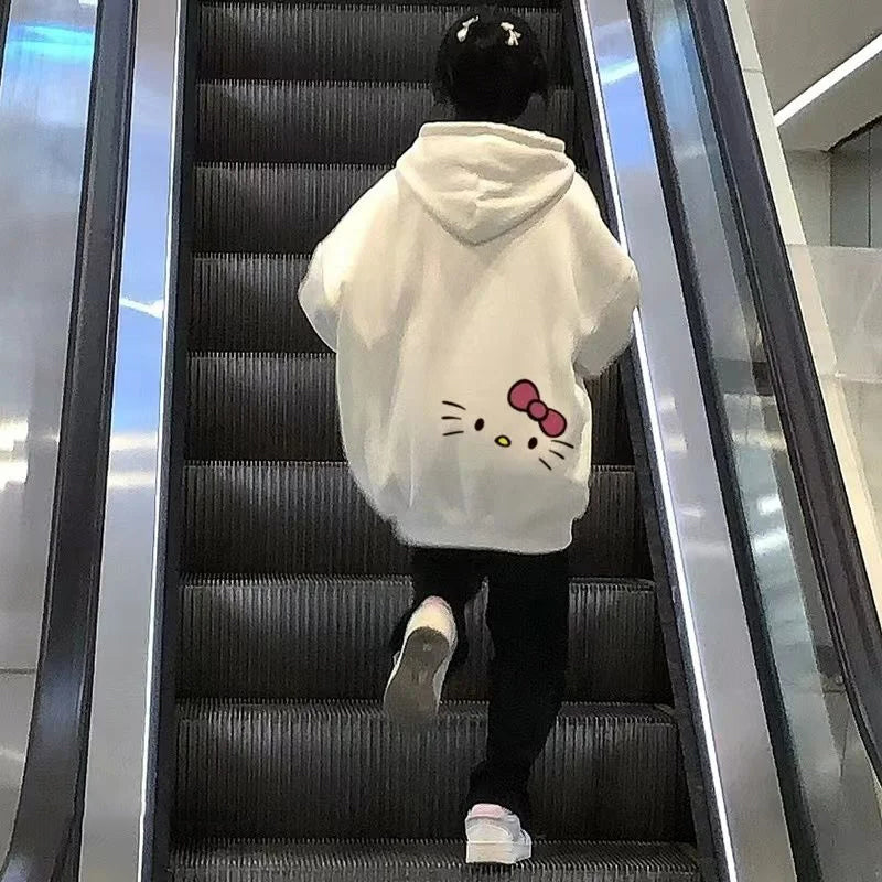 Y2K Women's Hoodie with Cute Sanrio Hello Kitty Print | Streetwear