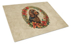 Field Spaniel Christmas Flowers Glass Cutting Board