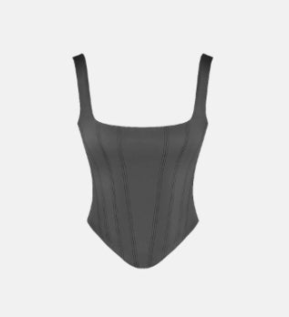 Basic Black Corset Top with Stretch (One Piece)