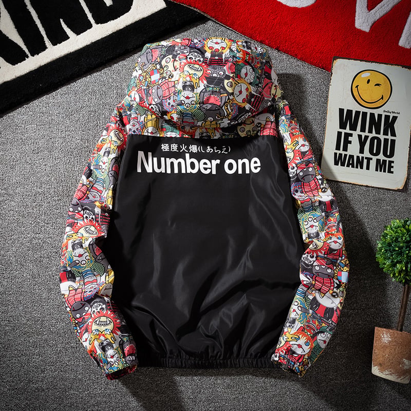 Printed Devil Sports Windbreaker Jacket