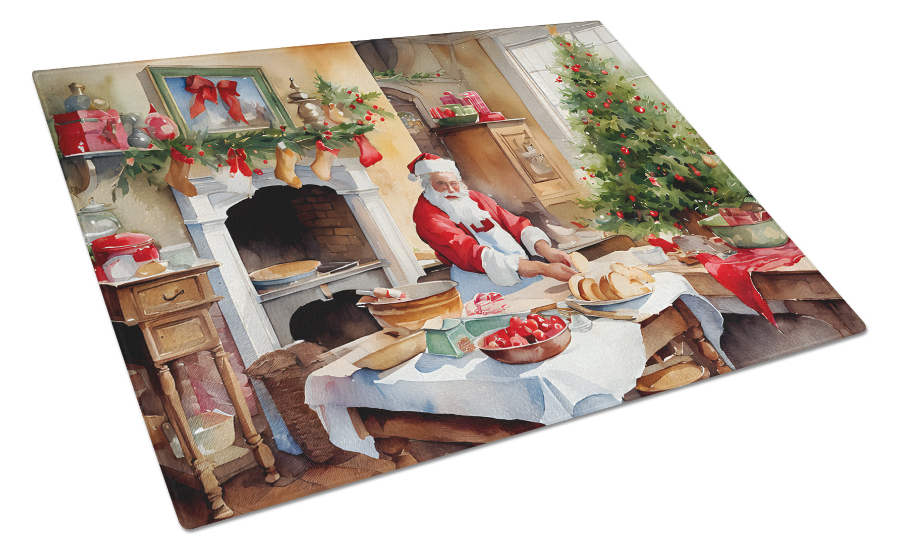 Cookies with Santa Claus Glass Cutting Board
