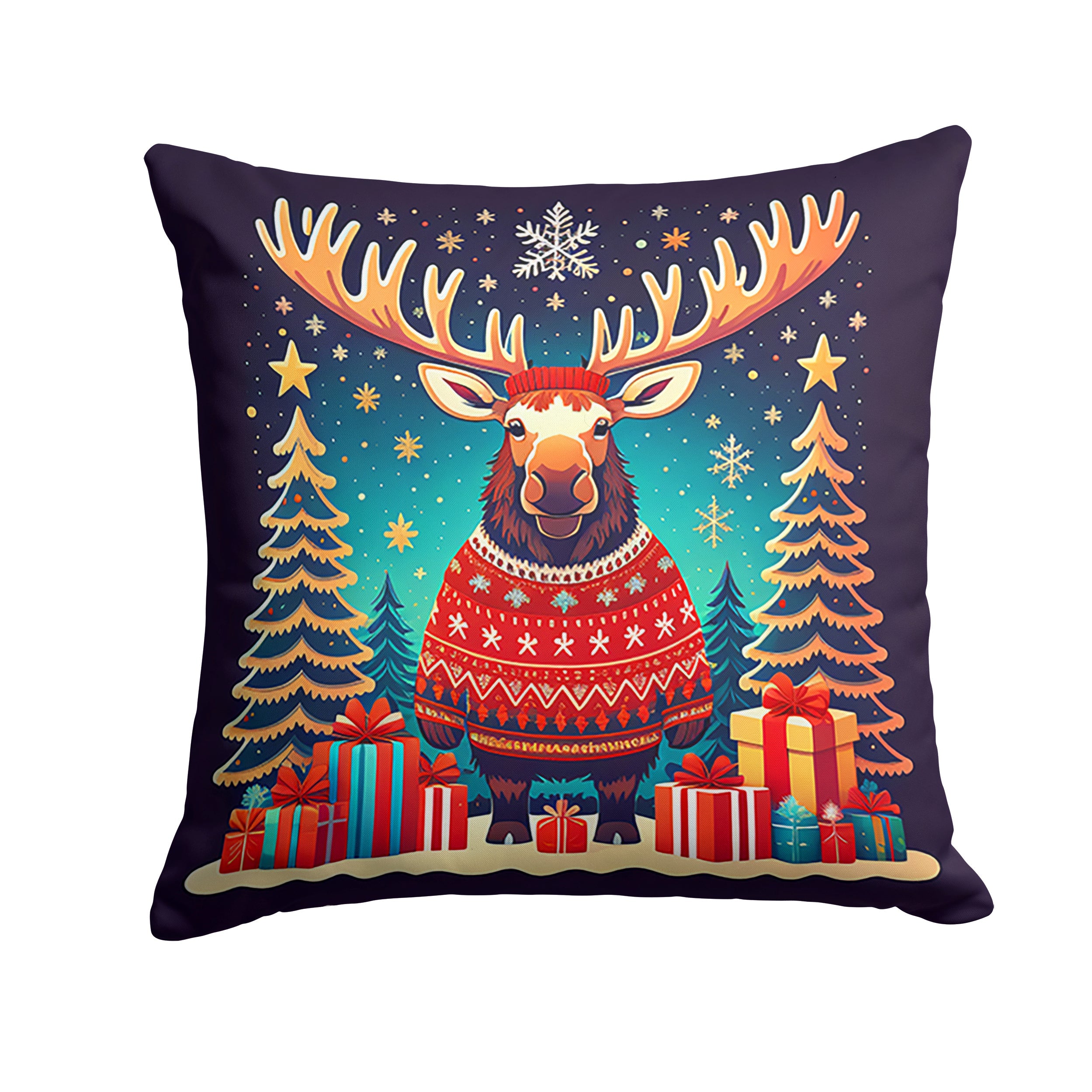Moose Christmas Throw Pillow