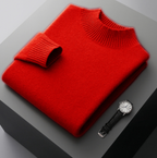 Men's Mock Neck Sweater - Pure Wool Knit Shirt