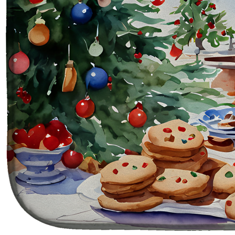 Dachshund Christmas Cookies Dish Drying Mat