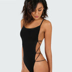 Women's Strappy Sleeveless Backless V-Neck Bodysuit