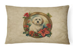 Coton De Tulear Christmas Flowers Throw Pillow