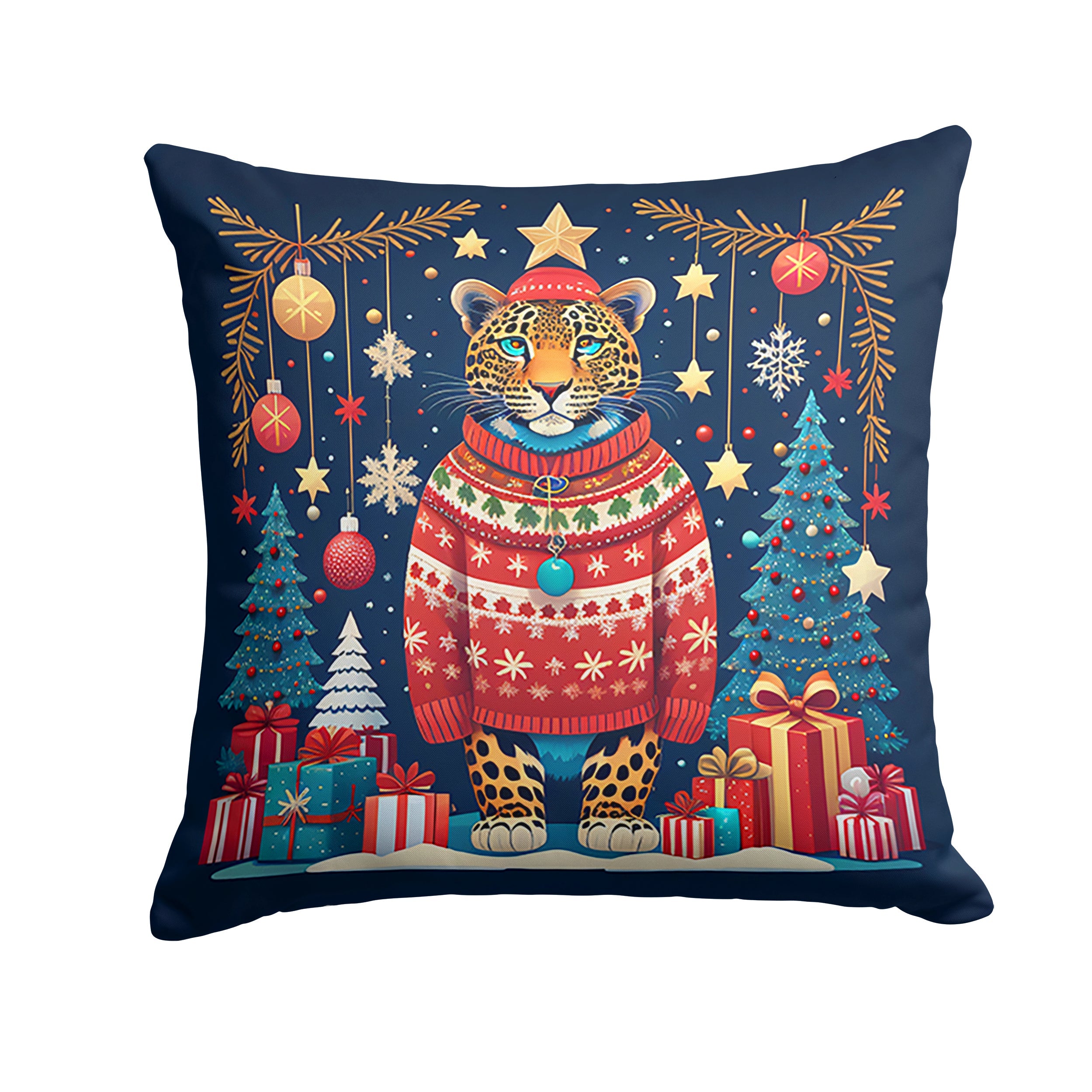 Leopard Christmas Throw Pillow