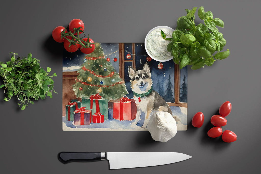 Alaskan Klee Kai Cozy Christmas Glass Cutting Board