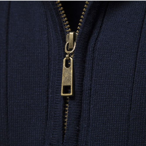 Men's Solid Color Half-Zip Stand Collar Sweater