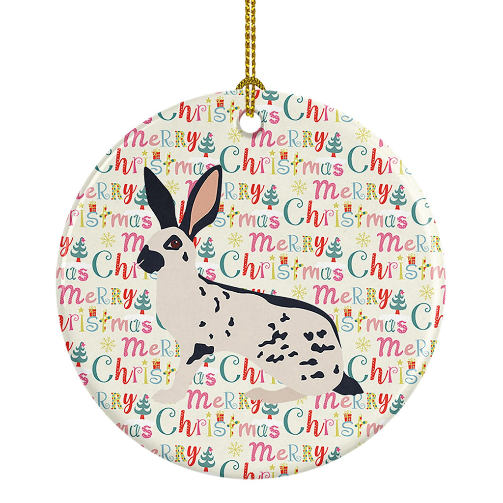 English Spot Rabbit Christmas Ceramic Ornament