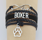 Personalized Woven Leather Bracelet with Paw Charm