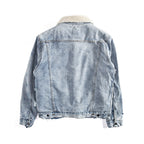 Winter Men's Distressed Lamb Wool Denim Jacket