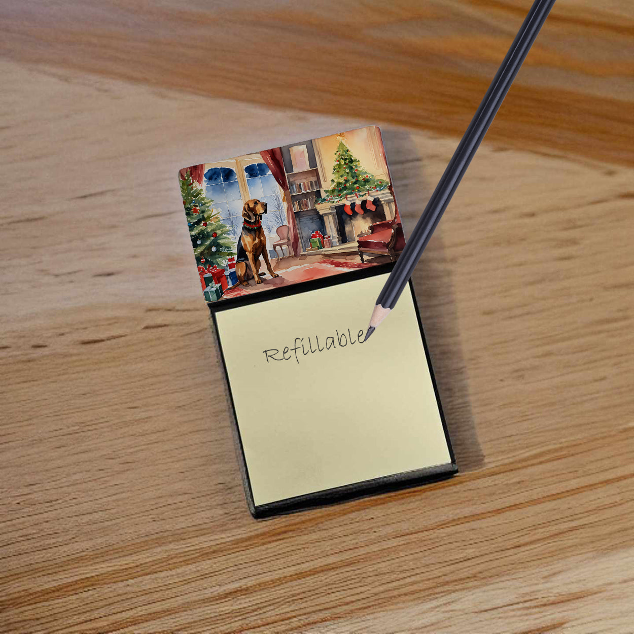 Bloodhound Cozy Christmas Sticky Note Holder