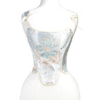 European Style Floral Embroidery Corset Top