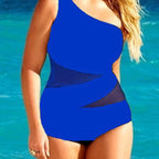 Plus Size Black One-Shoulder Swimsuit for Women