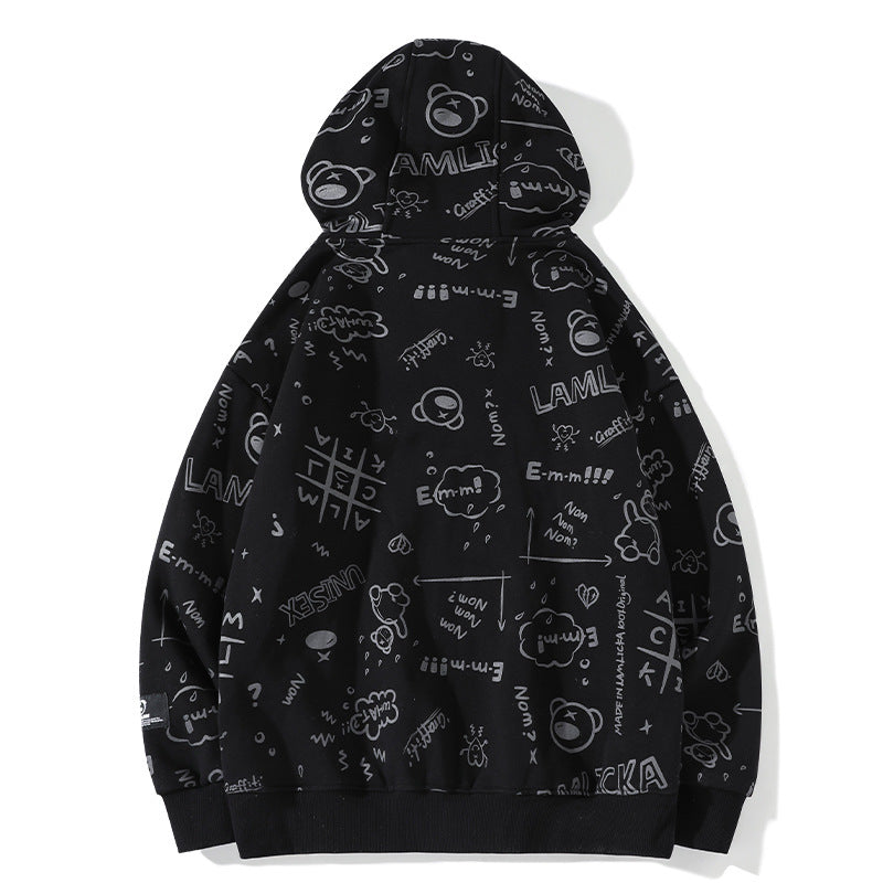 Trendy Graffiti Hooded Women's Sweater