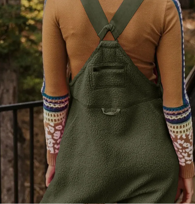 Fleece Suspenders Skinny Pants