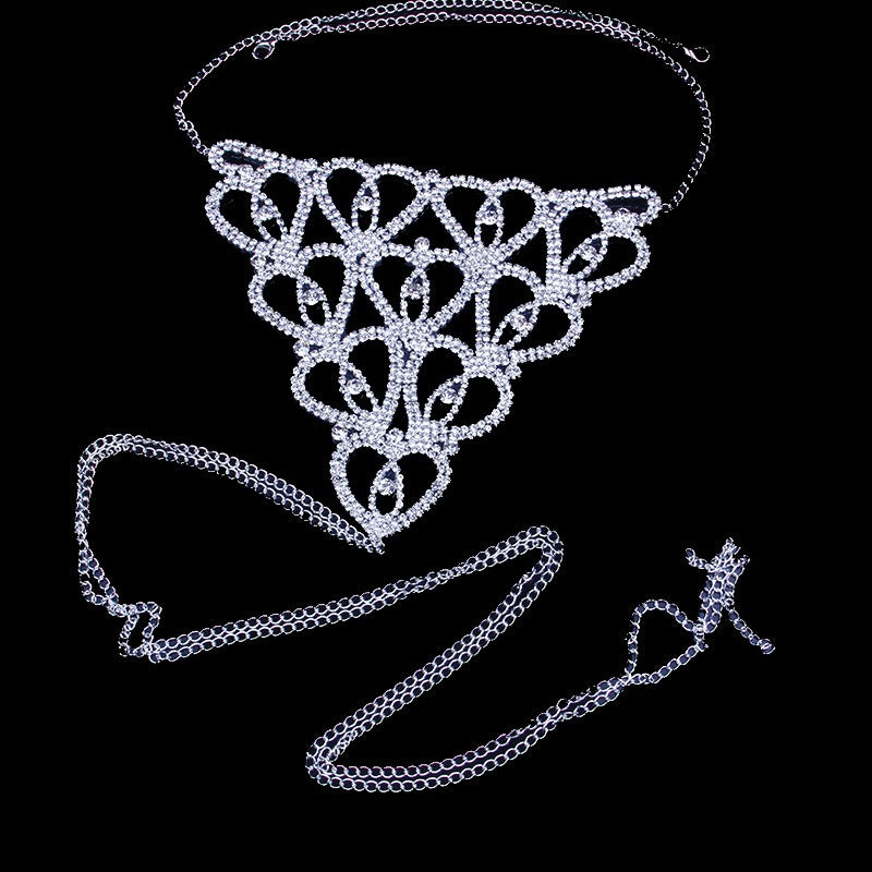 Rhinestone Body Chain Lingerie Set