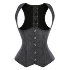 Gray Long-Line Shaping Bodysuit with Waist Control
