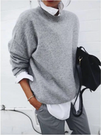 "Women's Solid Color Knit Pullover Sweater - Long Sleeve Fall/Winter Top" | Streetwear