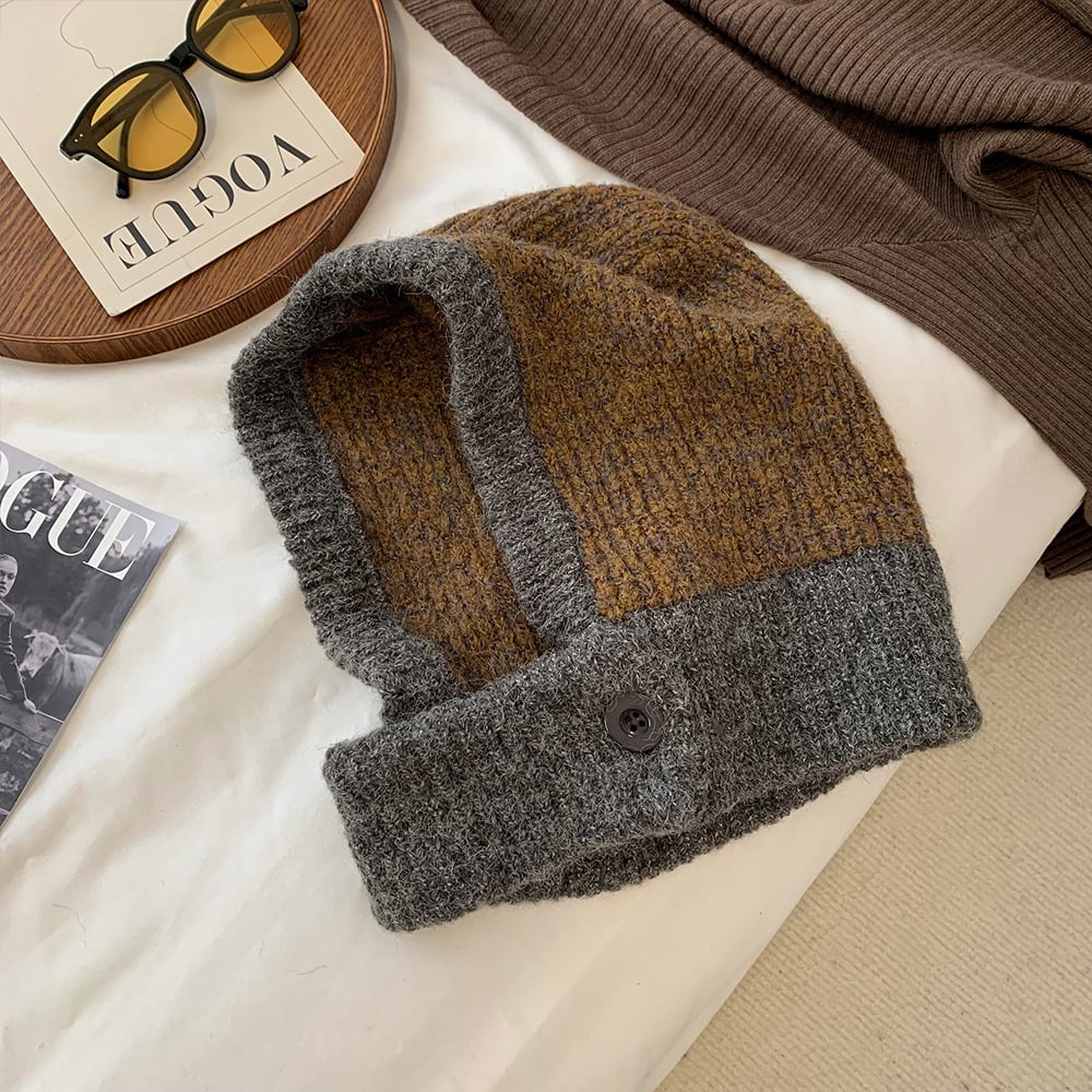Warm Scarf with Integrated Ear Protection Wool Cap | Embroidered Cap