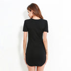 Summer Women’s Solid Color O-Neck Bodycon Mini Dress
