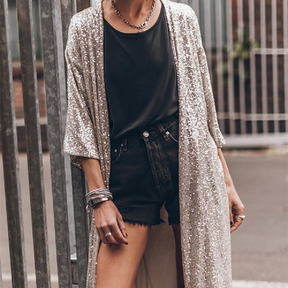 Personalized Sequin Beach Cover-Up Cardigan