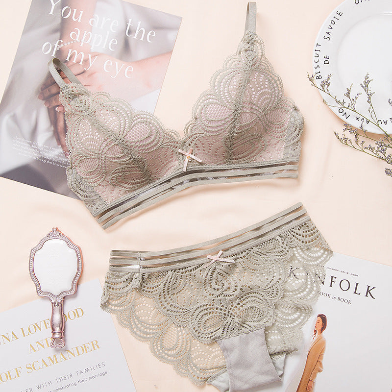 Black Snow Summer Wireless Lace Bra Set with Comfort