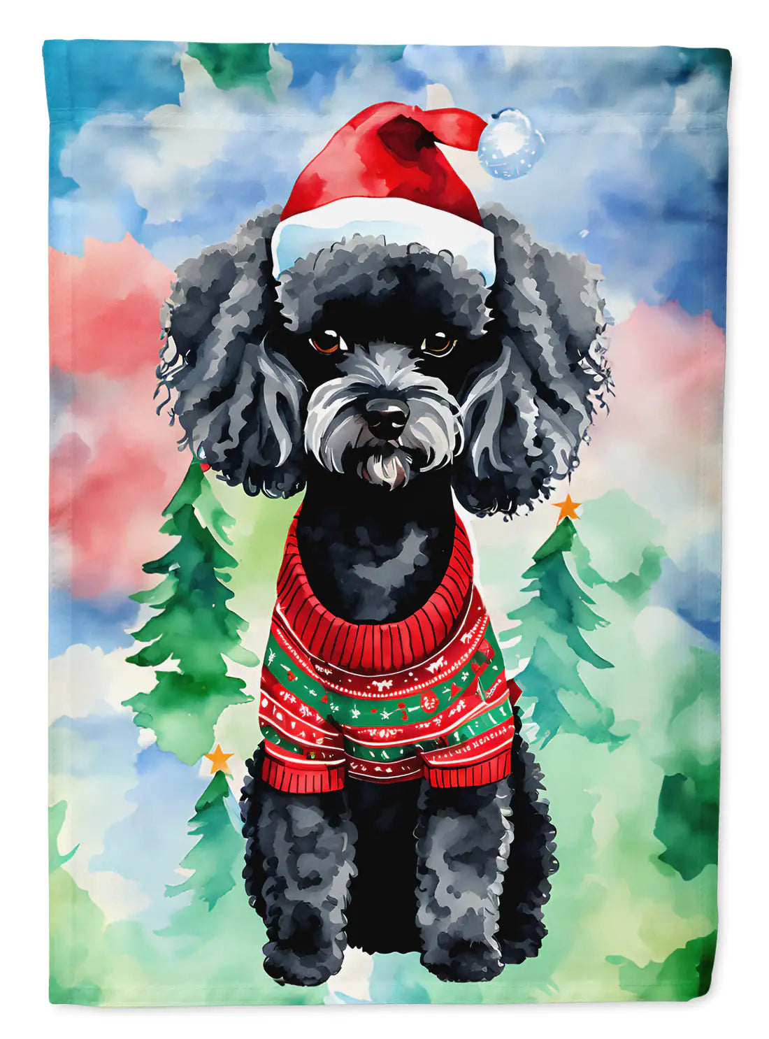 Poodle Christmas Garden Flag