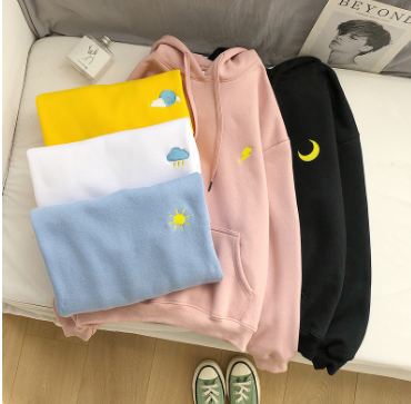 Embroidered Cartoon Zipper Sweater Coat