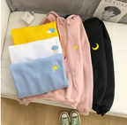 Embroidered Cartoon Zipper Sweater Coat