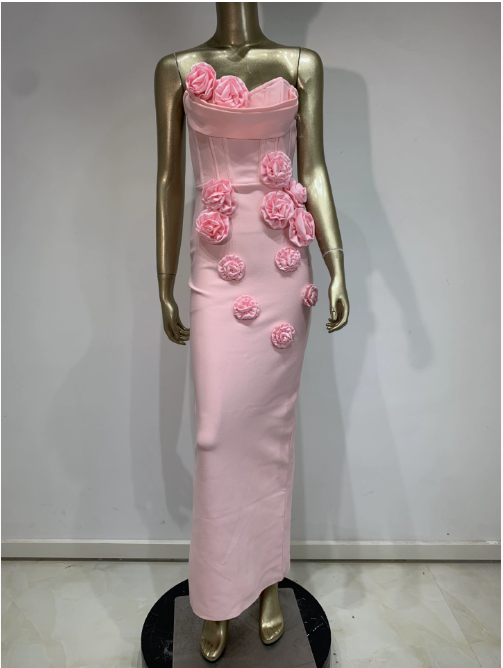 Bandage Tube Top Applique Dress